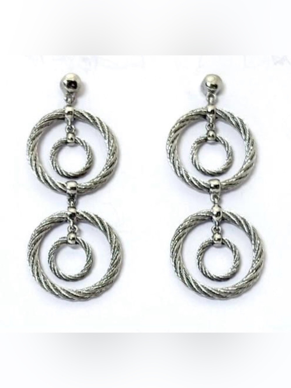 ALOR 18k Gold Steel Double Drop Earrings
